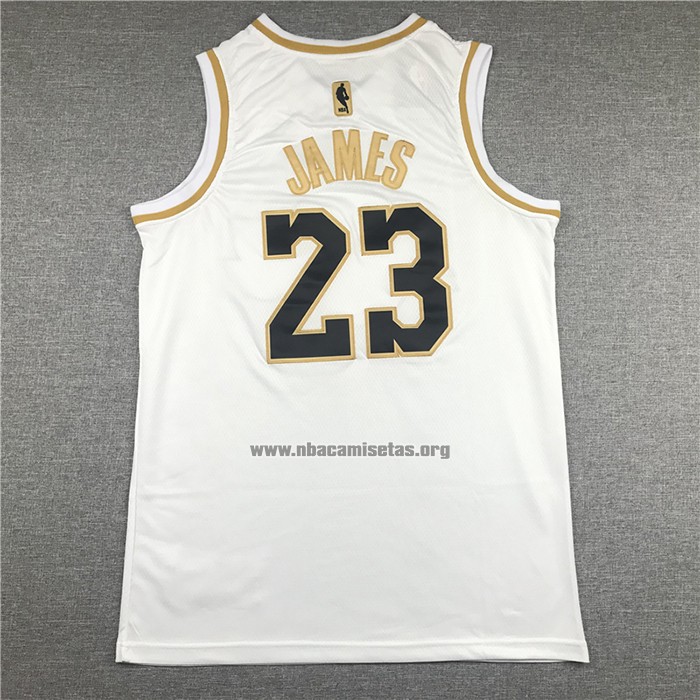 Camiseta Golden Edition Los Angeles Lakers Lebron James NO 23 Blanco